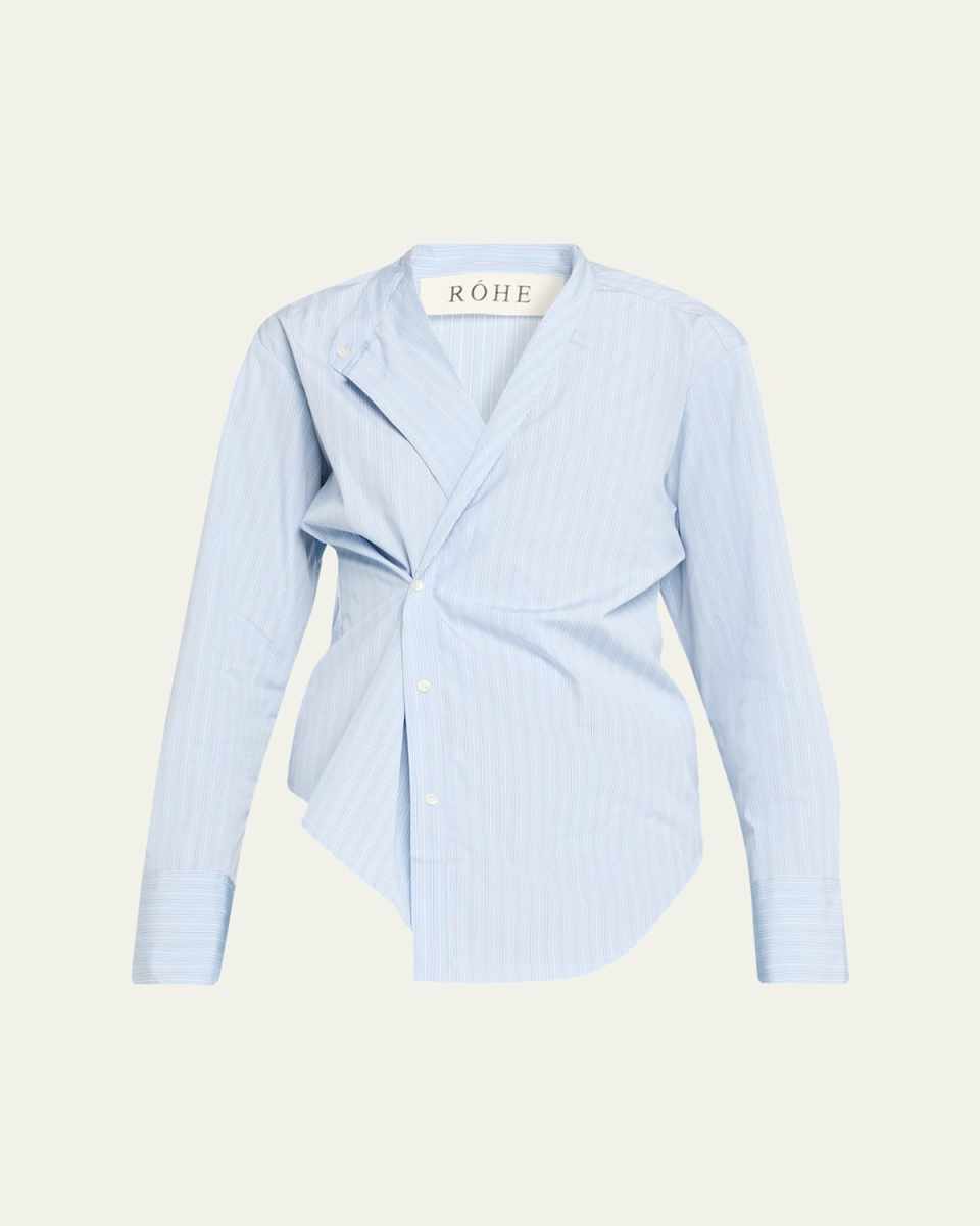 Stripe Long-Sleeve Overlap Shirt